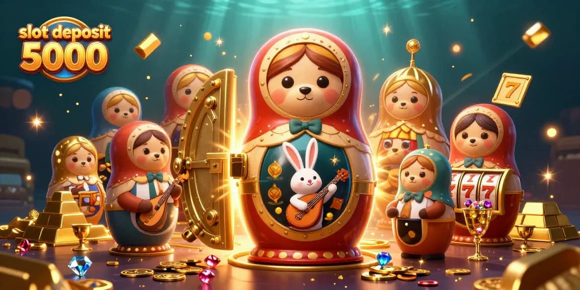 Engage with the vibrant slot deposit 5000 scene featuring 3D cartoon characters and rich casino elements.