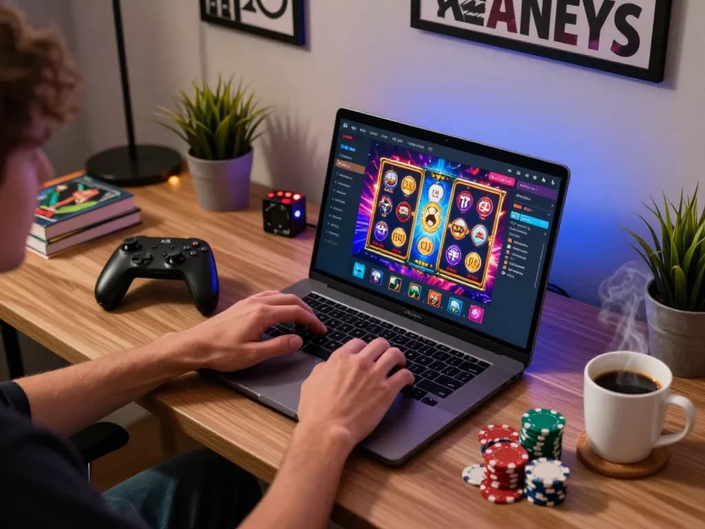 Player exploring link gacor through an engaging online gaming interface with colorful slots
