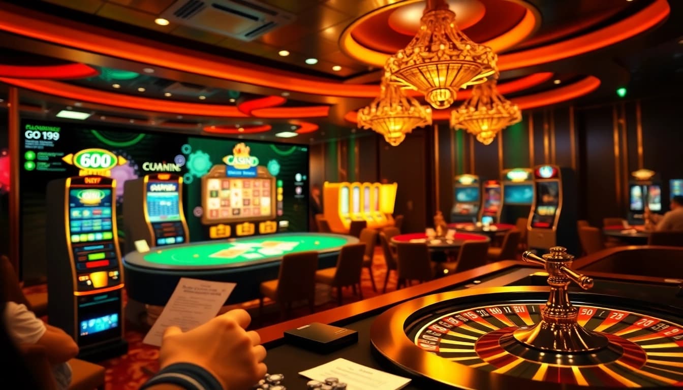 Engage with the go 99 online casino atmosphere, featuring poker tables, slots, and thrilling gameplay.