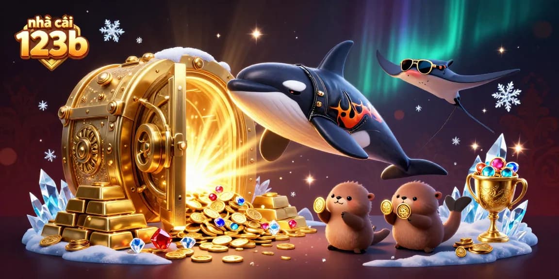 Experience thrilling wins at nhà cái 123b with colorful cartoon characters in a vibrant casino setting.