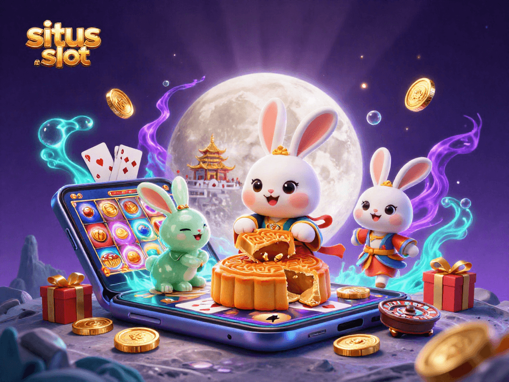 Situs slot resmi yang mengungkapkan kekayaan luar biasa dengan karakter kelinci bulan dan simbol permainan.