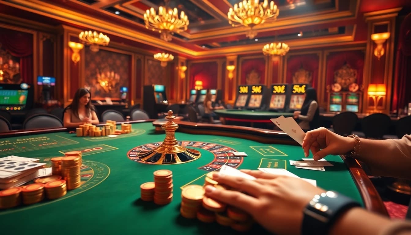Experience the excitement of KTPJITU alternatives at a vibrant casino table with active gameplay.