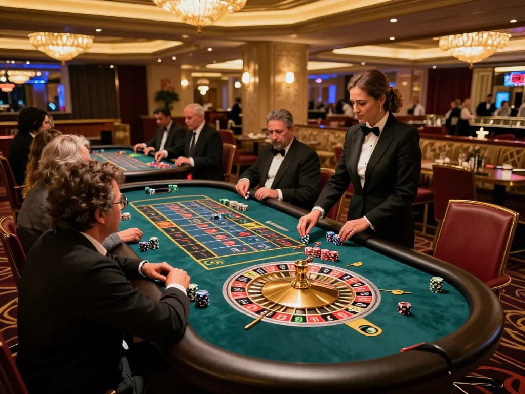 Experience the thrill of playing roulette at okfun's vibrant casino table.