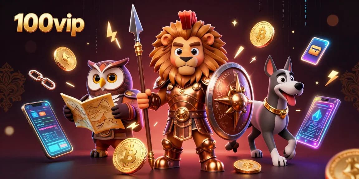 Experience thrilling gameplay at 100vip with vibrant 3D casino characters and dynamic crypto elements.