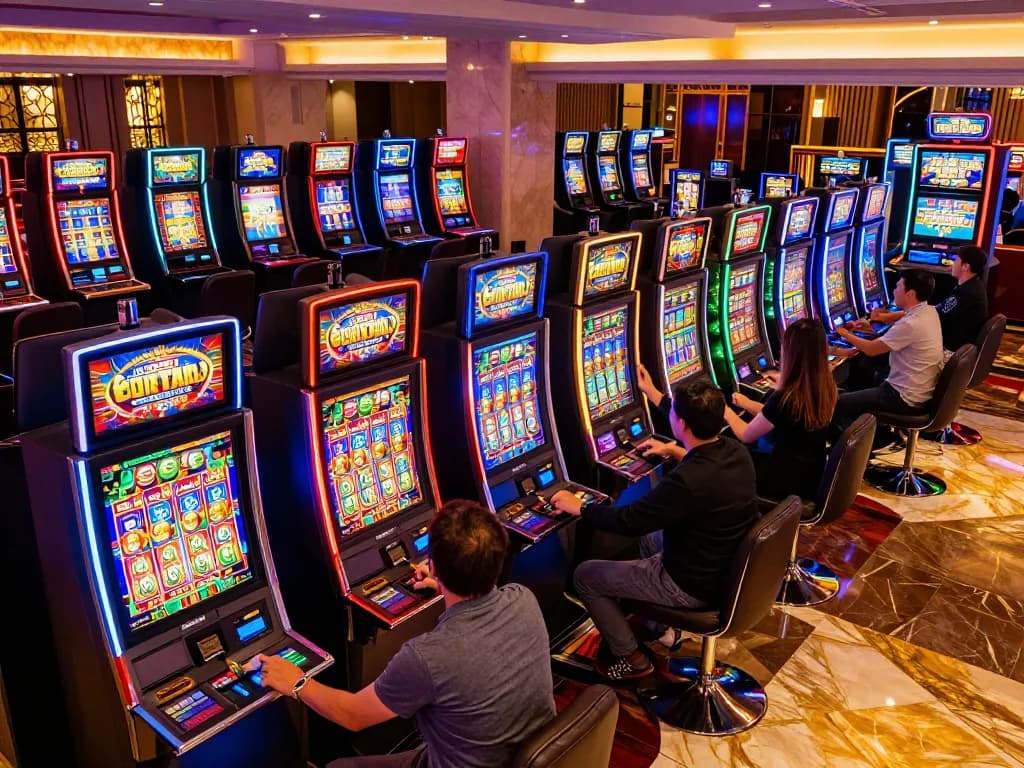 Winning moment at 88aa link with excited players enjoying vibrant slot machines.