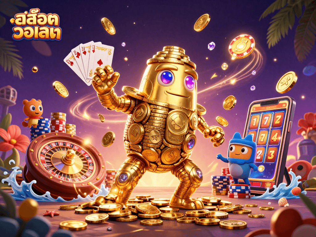 Experience thrilling gaming action with สล็อตวอเลท as golden coins and jackpots stream around you.