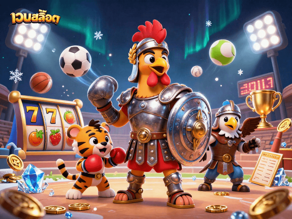 Spin to win at เว็บสล็อต with vibrant slot reels and charismatic characters in action!