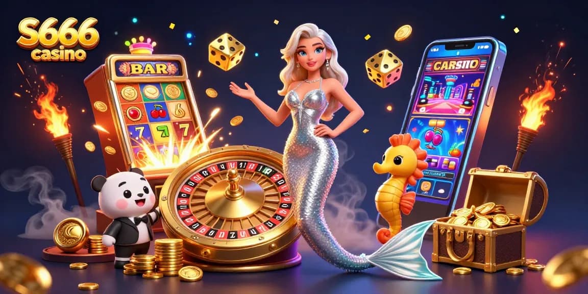 Experience the excitement of S666 casino with vibrant casino elements and engaging characters.