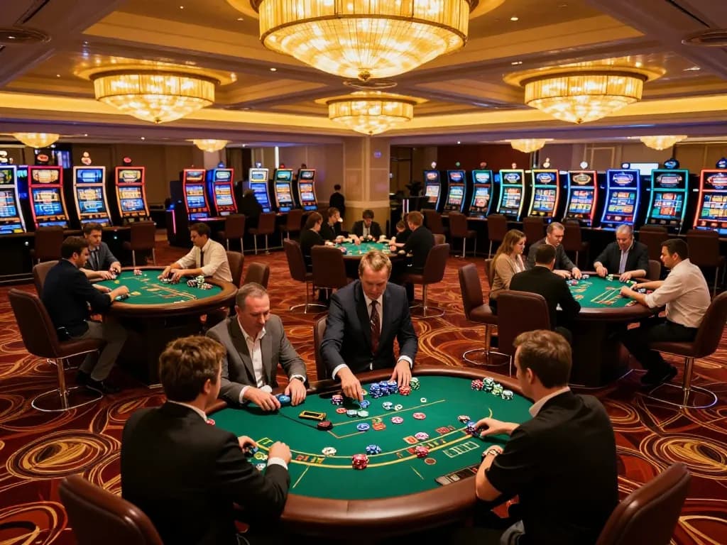 Players engage in strategic gameplay at 789Win's luxurious casino, emphasizing an immersive lsa experience.
