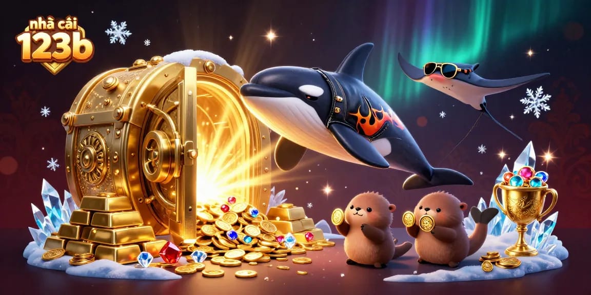 Experience thrilling wins at nhà cái 123b with colorful cartoon characters in a vibrant casino setting.