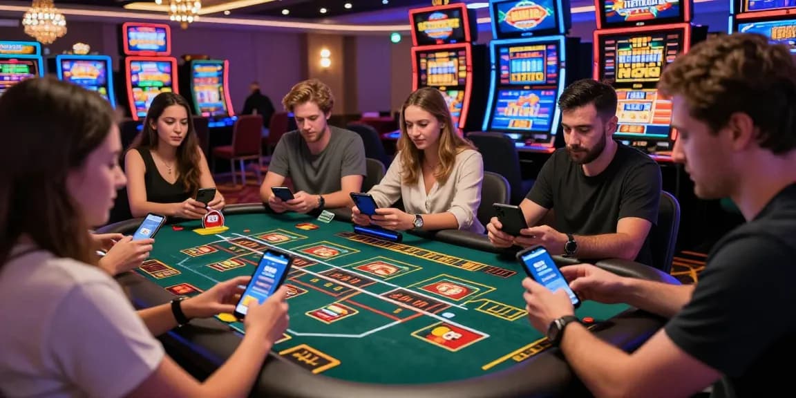Players enjoying a vibrant credit card casino experience, engaging with games and using cards for deposits.