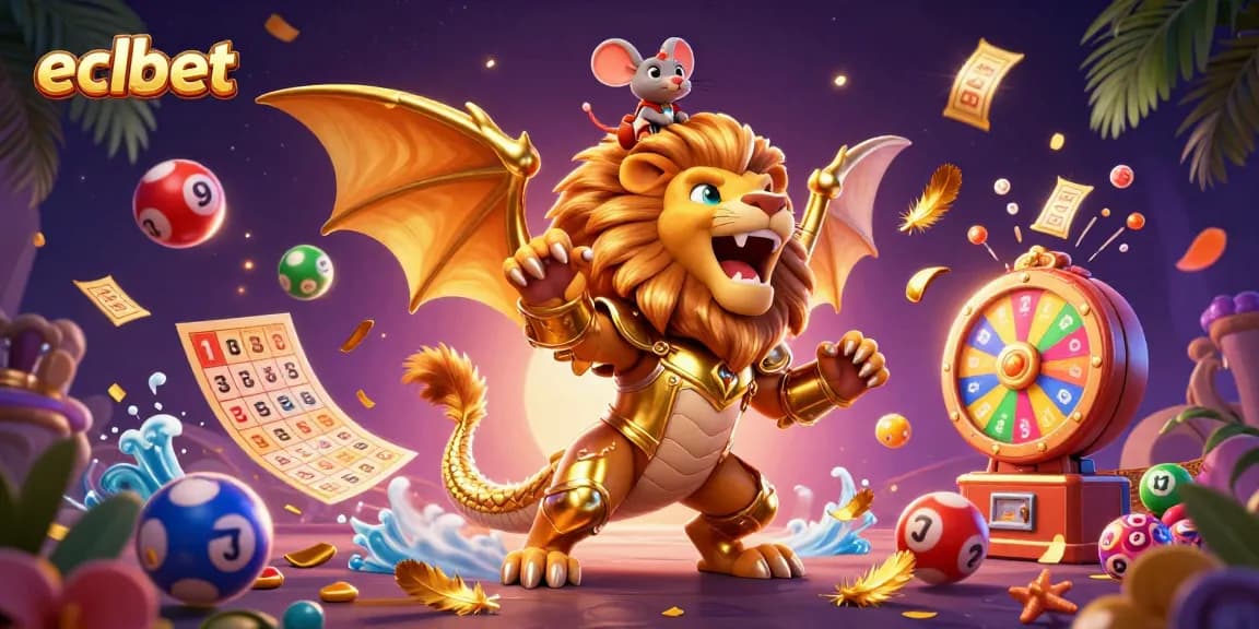 ECLBet's thrilling gaming scene with a chimera triumphantly roaring, enhancing excitement for players.
