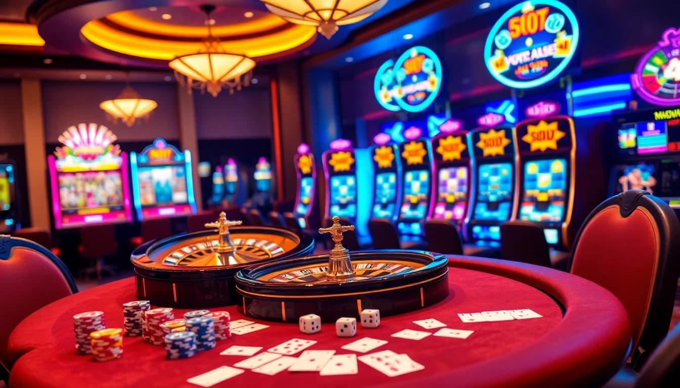 Engaging scene of a casino table with vibrant chips and cards, highlighting a porn game theme.