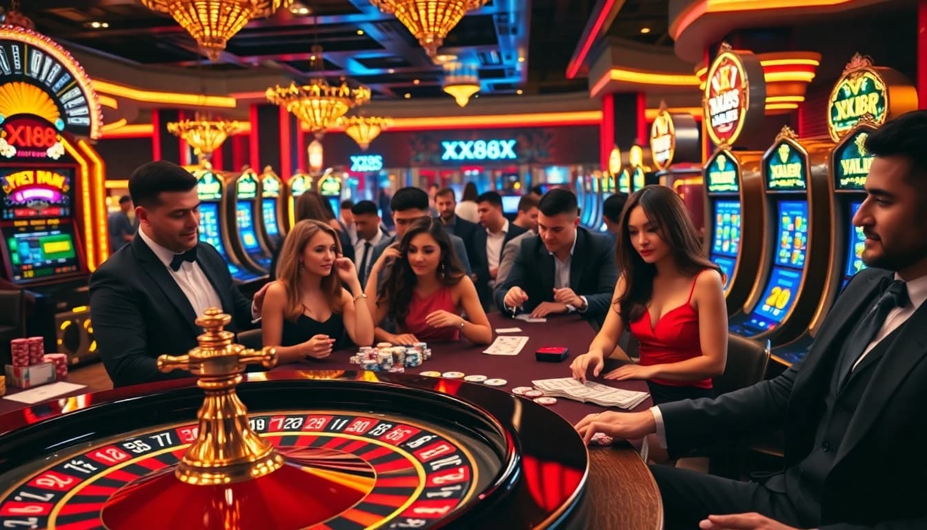 Experience the thrill of gambling at XX88 with vibrant casino tables and dynamic action.