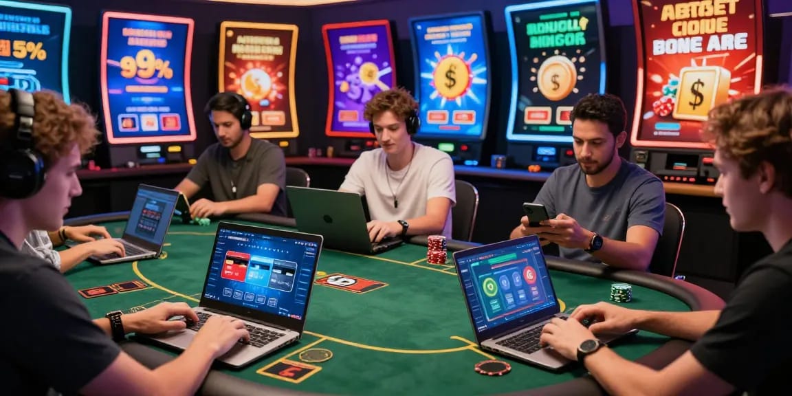 Players engaging in gaming activities at credit card casinos at brcs.co.uk showcasing vibrant promotions and excitement.