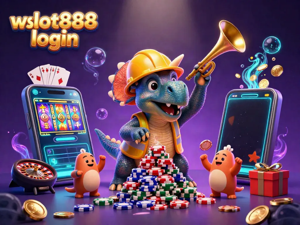 Login di wslot888 sambil menikmati permainan slot dengan karakter unik dalam ilustrasi menarik.