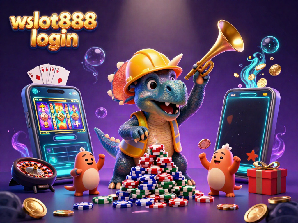 Login di wslot888 sambil menikmati permainan slot dengan karakter unik dalam ilustrasi menarik.