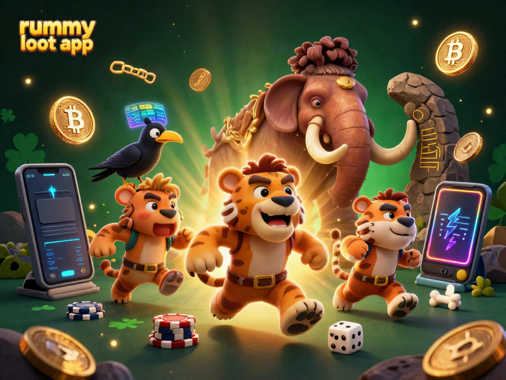 Experience the rummy loot app with vibrant gameplay in an interactive prehistoric casino scene.