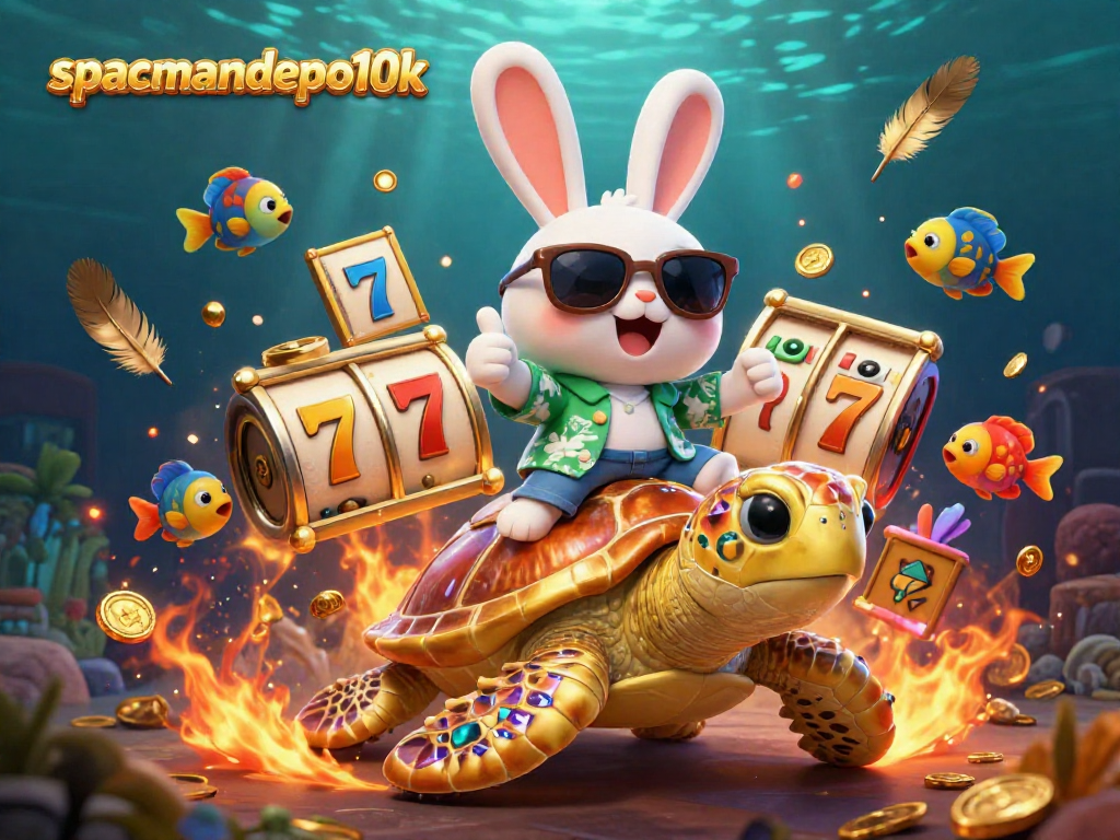 Win big at spacemandepo10k with the lucky rabbit and golden turtle celebrating jackpot wins!