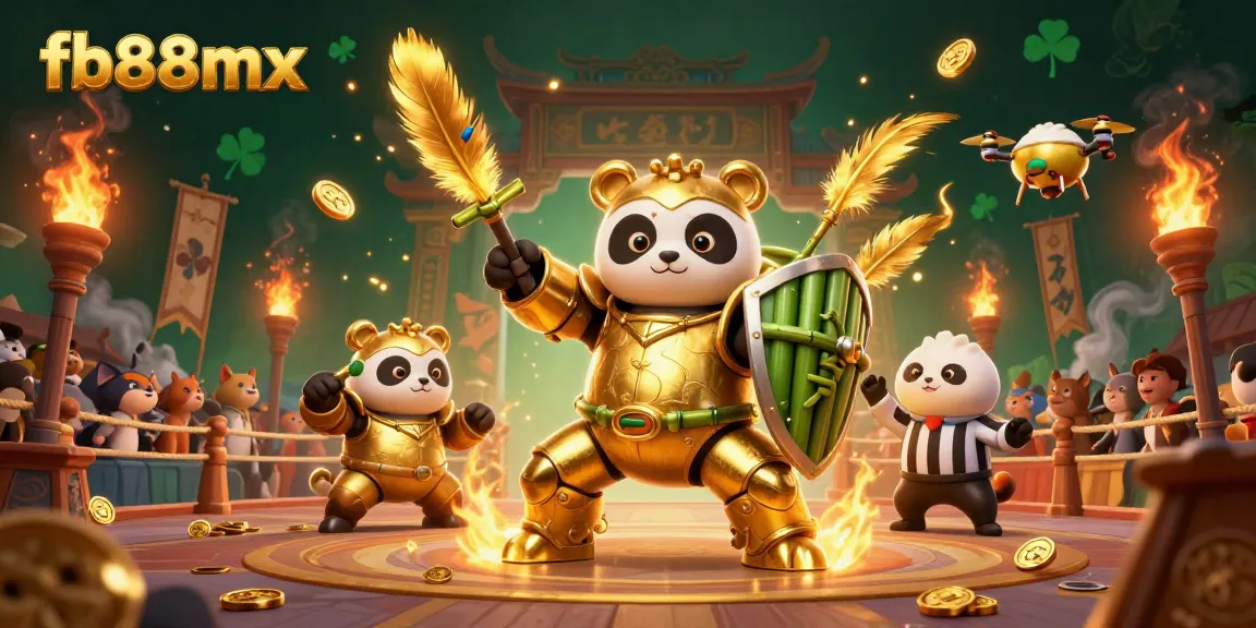Experience thrilling action at fb88mx with a dynamic 3D panda mech in a vibrant casino arena.
