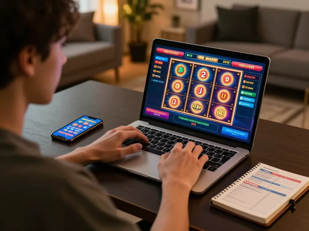 Engaging online gaming scene showcasing nhà cái uy tín Qh88 with vibrant casino interface and focused player.