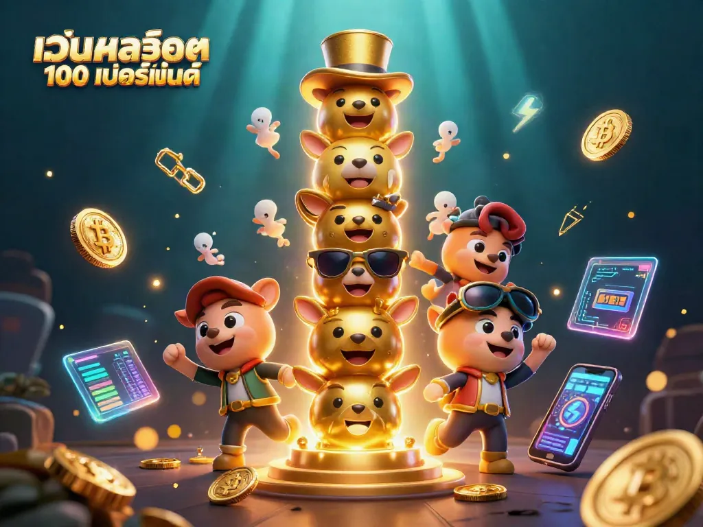เล่นเกมคาสิโนในเว็บสล็อต แท้ 100 เปอร์เซ็นต์ พร้อมตัวละครสัญลักษณ์และเหรียญคริปโตแบบ 3D