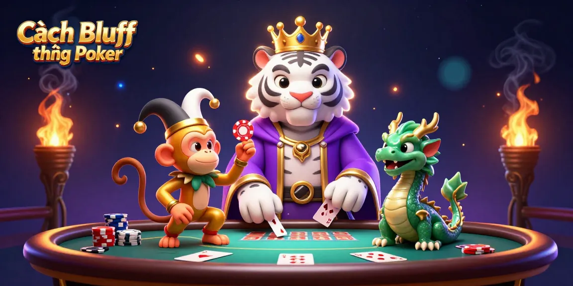 Engage in Cách Bluff trong Poker with a vibrant 3D scene featuring animated characters and dynamic gaming elements.