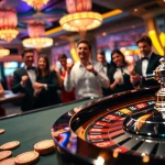 Engaged players at a Casino roulette table, featuring vibrant colors and lively atmosphere.