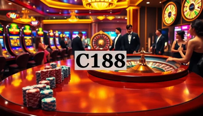 Engaging casino scene showcasing poker chips and a roulette table with C168 betting slips prominently featured.