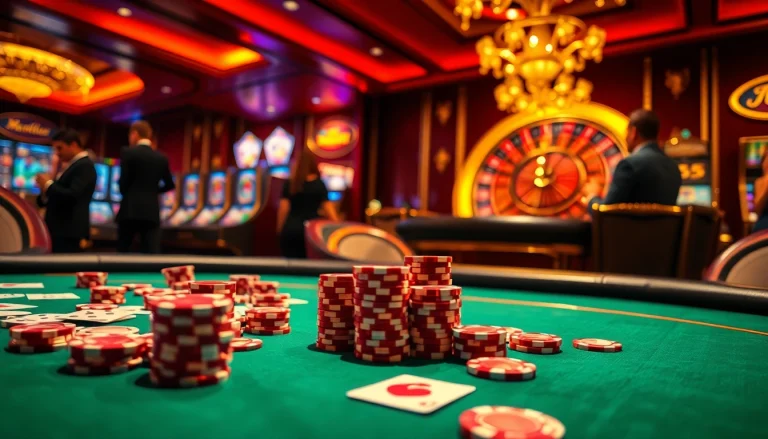 Experience the excitement of MM 88 with luxurious poker tables and vibrant slot machines.