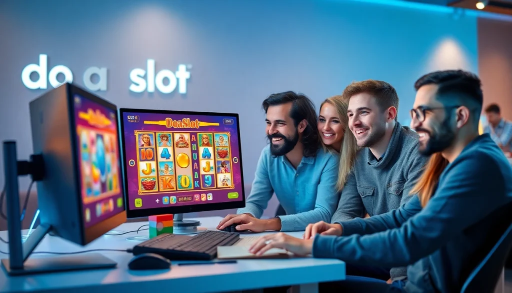 Engaging online gaming scene with players using doaslot login features.