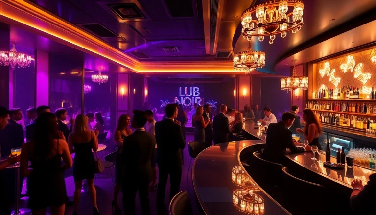 Night club sxm experience at Club Noir with stylish patrons enjoying cocktails and live performances.