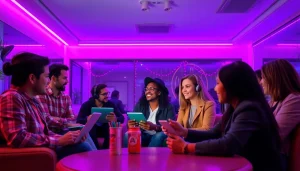 Engaging individuals in dynamic sex chat conversations with a warm, inviting ambiance.