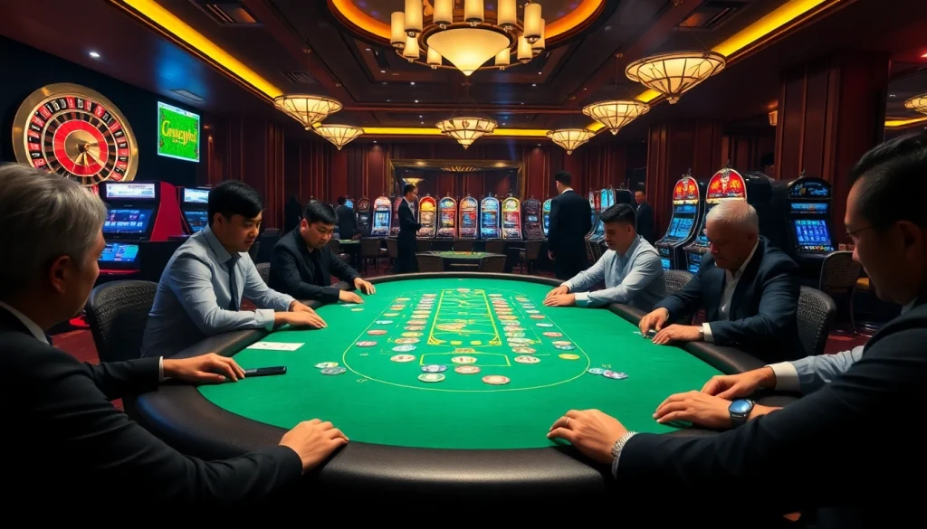 Experience the thrill at nhà cái uy tín with vibrant casino gaming, showcasing poker and roulette.