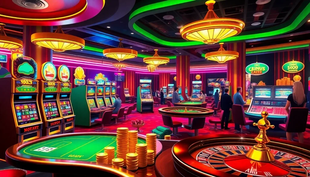 Experience thrilling casino action with online gambling elements at https://ok365a.biz/ featuring vibrant slot machines and poker tables.