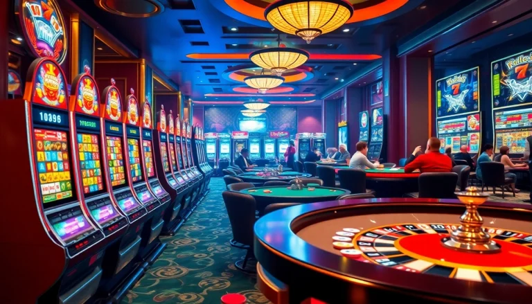 Experience exciting gameplay at 슬롯사이트 on vibrant casino slot machines and roulette tables.
