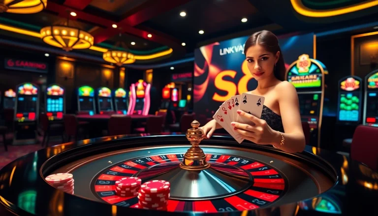 Engage with the casino experience linking to s8, featuring a roulette table with vibrant chips.