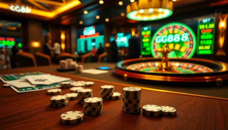 Engage with thrilling GG88 casino action at a vibrant gambling table.