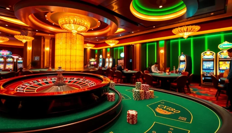 Experience the excitement of xx88 with players at poker tables and vibrant casino elements.