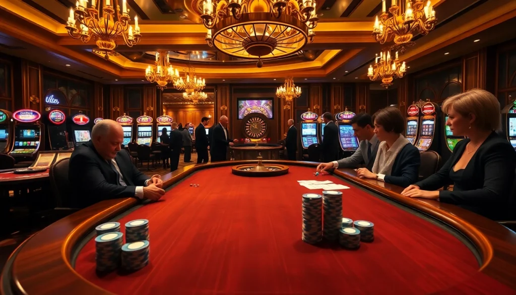 Người chơi tận hưởng trải nghiệm Bet VIP đầy hồi hộp tại bàn casino sang trọng với những con chip poker màu sắc nổi bật.