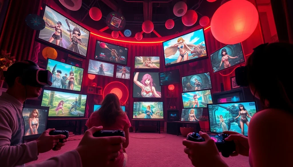 Interactive scene featuring engaging porn game characters and gameplay elements.