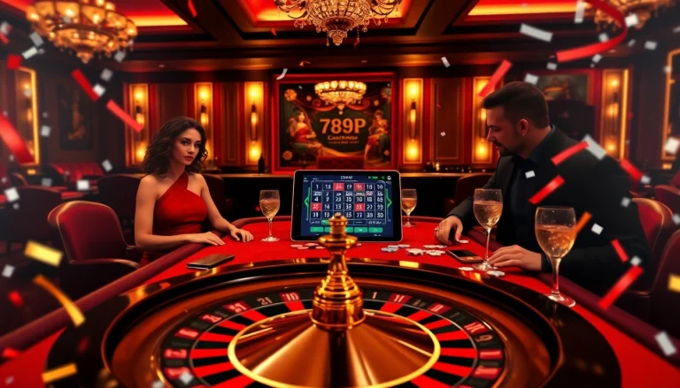 Players enjoying a vibrant roulette game at 789P, surrounded by poker chips and an elegant atmosphere.