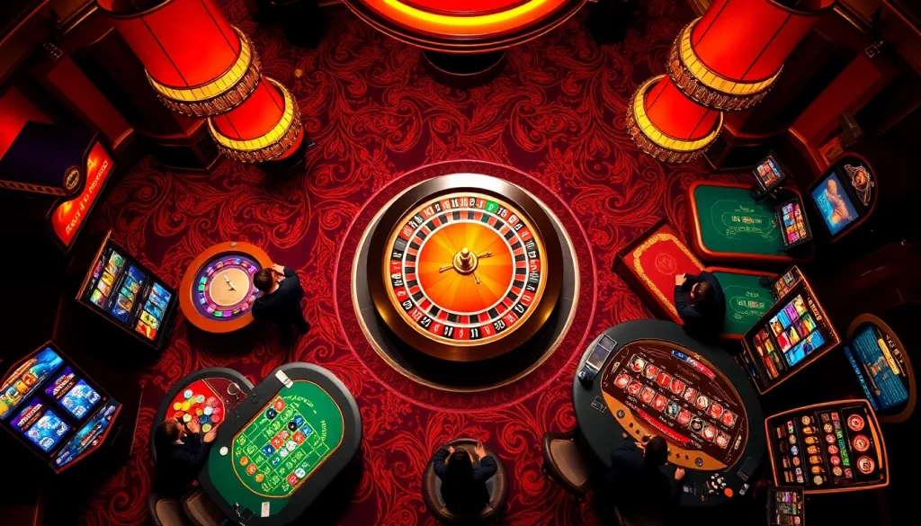Experience the thrill of betting at https://go8.cash/ with vibrant casino tables and roulette wheels.