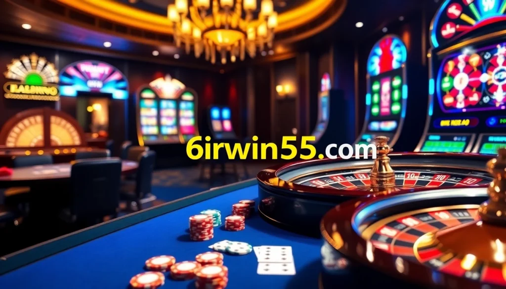 Experience the thrill of gambling with 6rwin55.com at a luxurious casino table.