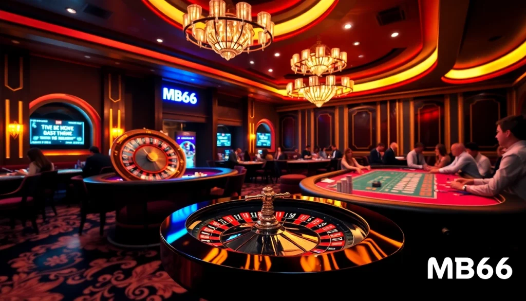 Experience the excitement at MB66 casino with vibrant roulette and poker gameplay.