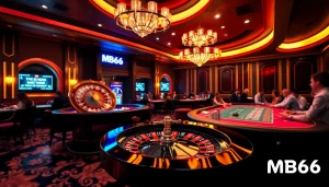 Experience the excitement at MB66 casino with vibrant roulette and poker gameplay.