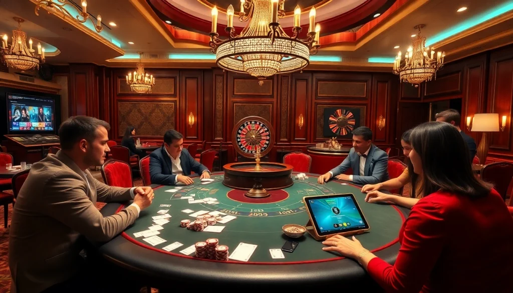 Tham gia poker tiền cược cao tại một casino sang trọng, nhấn mạnh cơ hội Bet VIP.