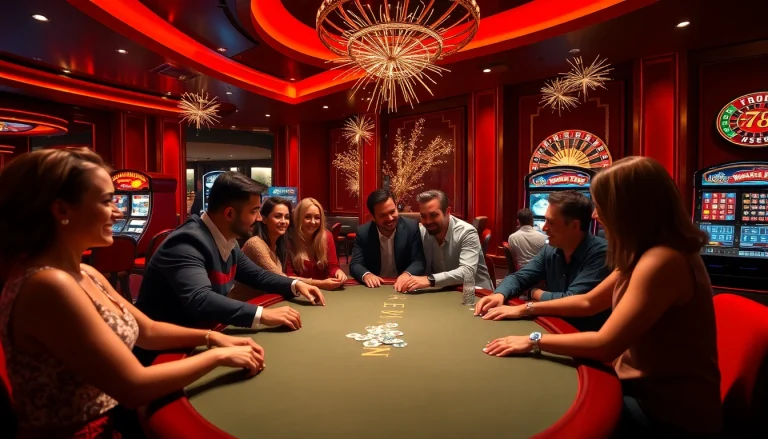 Engaging poker players enjoy a festive atmosphere at bro138 casino, perfect for celebrating New Year.