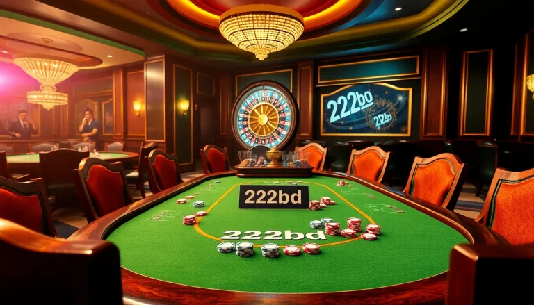 Players enjoying a lively casino table game at 222bd with vibrant poker chips and a roulette wheel.