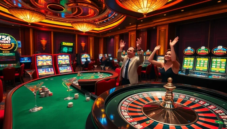 Experience the excitement of 789bet events with a luxurious casino atmosphere featuring poker tables and vibrant slot machines.